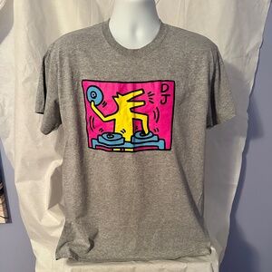 Men's Large Keith Harring DJ Gray TShirt